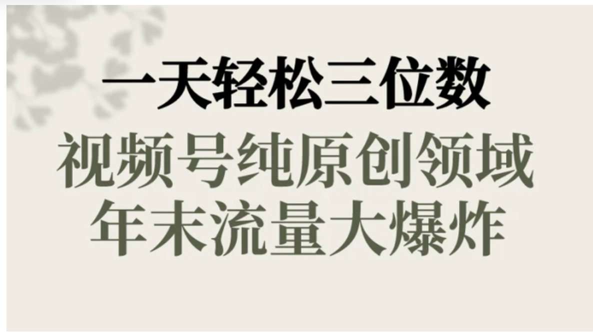一天轻松三位数，视频号纯原创领域，春节童子送祝福，年末流量大爆炸，-柚子资源网