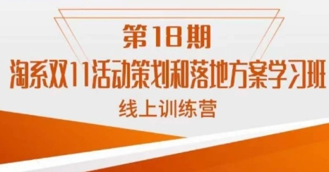 淘系双11活动策划和落地方案学习班线上训练营-柚子资源网