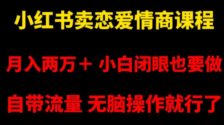 小红书卖恋爱情商课程，月入两万＋，小白闭眼也要做，自带流量，无脑操作就行了【揭秘】-柚子资源网