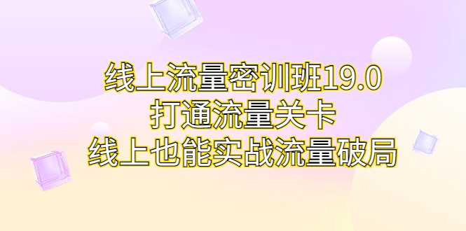 线上流量密训班19.0，打通流量关卡，线上也能实战流量破局-柚子资源网
