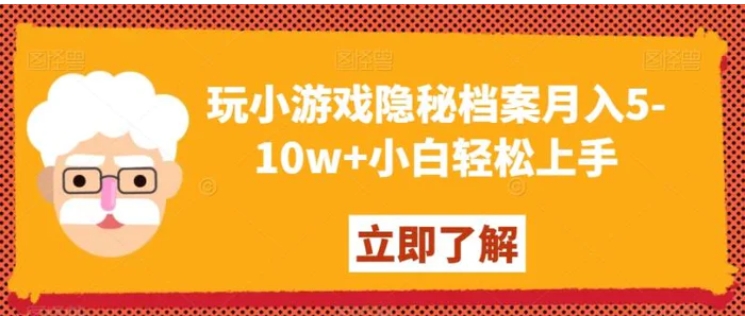 玩小游戏隐秘档案月入5-10w+小白轻松上手【揭秘】-柚子资源网