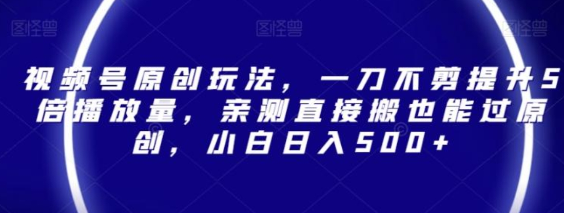 视频号原创玩法，一刀不剪提升5倍播放量，亲测直接搬也能过原创，小白日入500+【揭秘】-柚子资源网