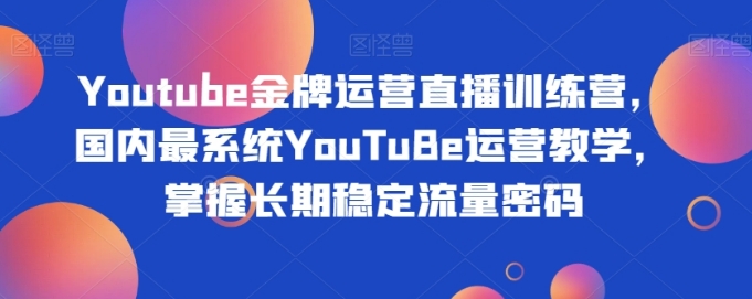 Youtube金牌运营直播训练营，国内最系统YouTuBe运营教学，掌握长期稳定流量密码-柚子资源网