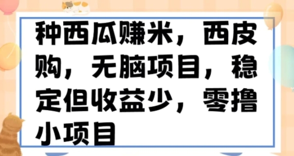 种西瓜赚米，西皮购稳定长久零撸小项目-柚子资源网