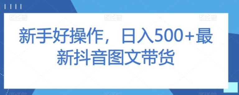 新手好操作，日入500+最新抖音图文带货【揭秘】-柚子资源网