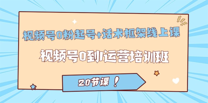 视频号·0粉起号+话术框架线上课：视频号0到1运营培训班-柚子资源网