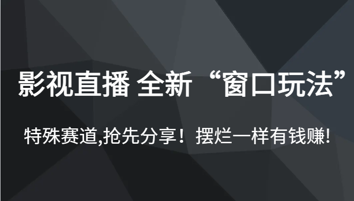 影视直播 全新“窗口玩法”，特殊赛道,抢先分享！摆烂一样有钱赚!-柚子资源网