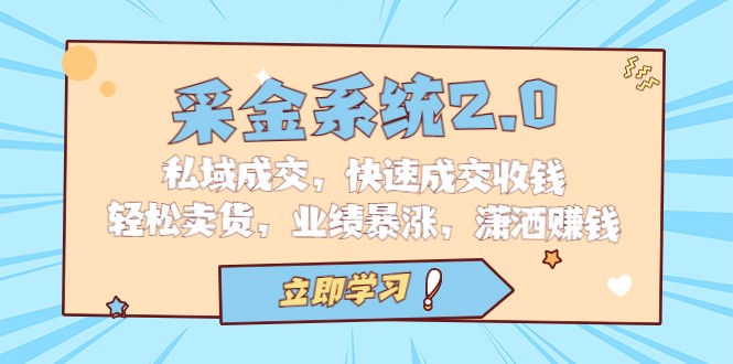 采金系统2.0，私域成交，快速成交收钱，轻松卖货，业绩暴涨，潇洒赚钱-柚子资源网