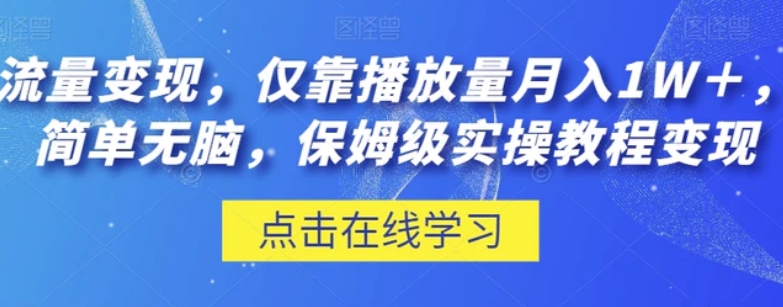 流量变现，仅靠播放量月入1W＋，简单无脑，保姆级实操教程【揭秘】-柚子资源网