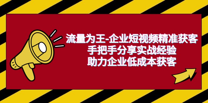 流量为王-企业 短视频精准获客，手把手分享实战经验，助力企业低成本获客-柚子资源网