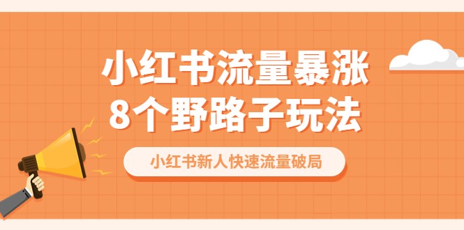 小红书流量-暴涨8个野路子玩法：小红书新人快速流量破局-柚子资源网