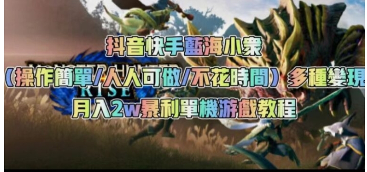 抖音快手蓝海小众多种变现月入2w＋暴利单机游戏教程-柚子资源网