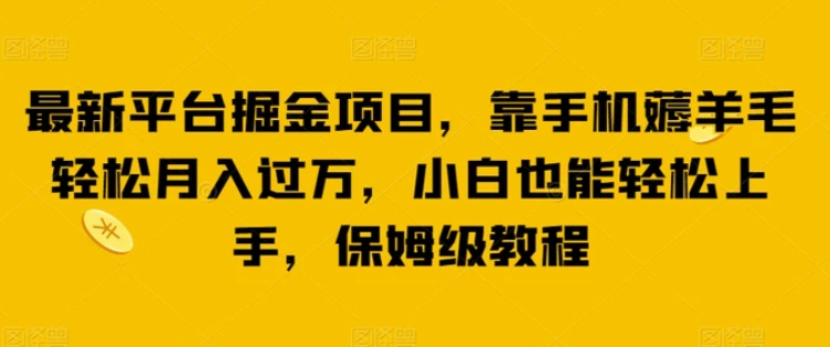 最新平台掘金项目，靠手机薅羊毛轻松月入过万，小白也能轻松上手，保姆级教程【揭秘】-柚子资源网