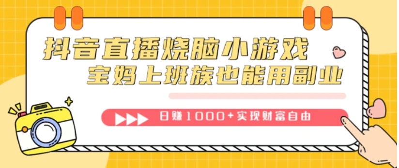 抖音直播烧脑小游戏，不需要找话题聊天，宝妈上班族也能用副业日赚1000+-柚子资源网