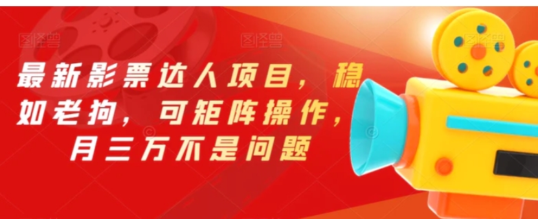 最新影票达人项目，稳如老狗，可矩阵操作，月三万不是问题【揭秘】-柚子资源网