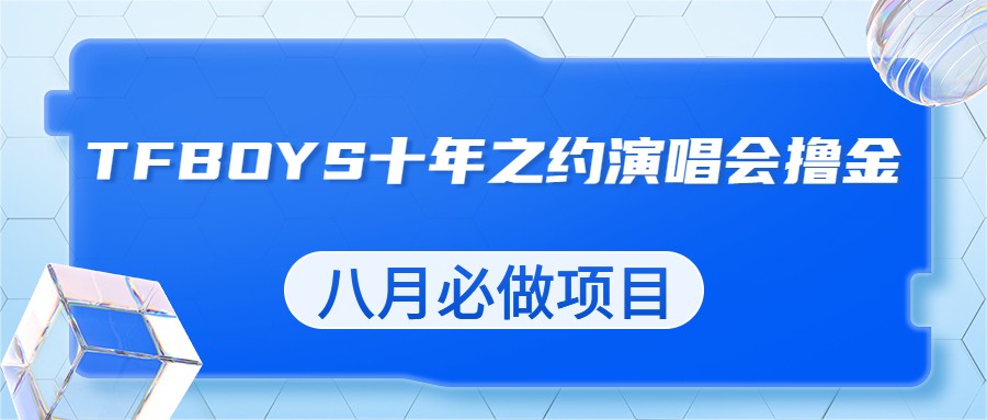最新蓝海项目，靠最近非常火的TFBOYS十年之约演唱会流量掘金，八月必做的项-柚子资源网