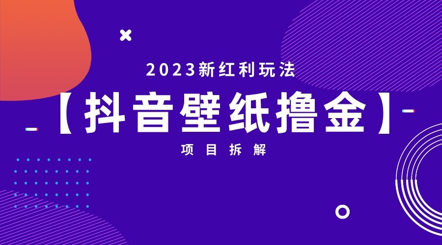 2023新红利玩法，抖音壁纸撸金项目拆解-柚子资源网