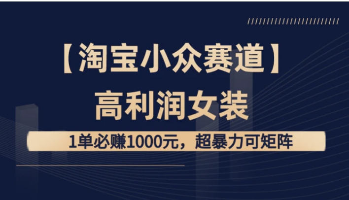 【淘宝小众赛道】高利润女装：1单必赚1000元，超暴力可矩阵-柚子资源网