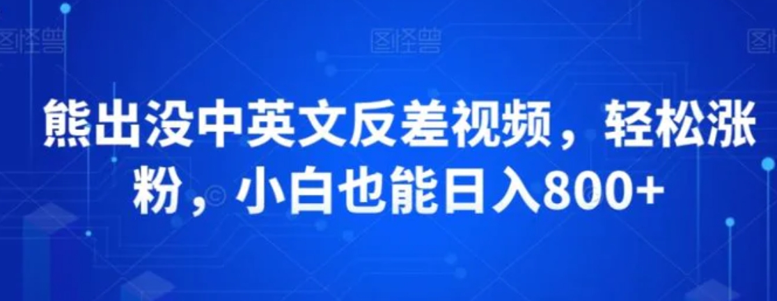 熊出没中英文反差视频，轻松涨粉，小白也能日入800+-柚子资源网