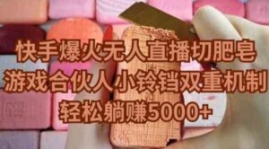 （9177期）快手爆火无人直播切肥皂，游戏合伙人小铃铛双重机制，轻松躺赚5000+-柚子资源网