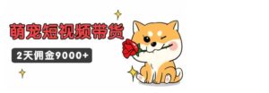 （9273期）东哲日记·萌宠短视频带货，2天佣金9000+-柚子资源网