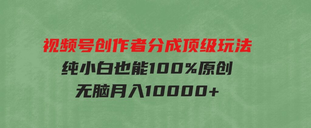 （9608期）视频号创作者分成顶级玩法，纯小白也能100%原创，无脑月入10000+-柚子资源网