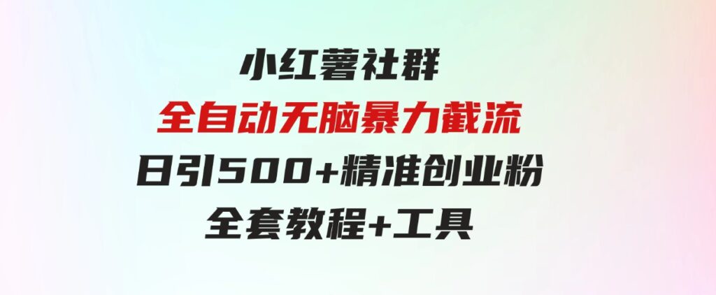 （9615期）小红薯社群全自动无脑暴力截流，日引500+精准创业粉-柚子资源网