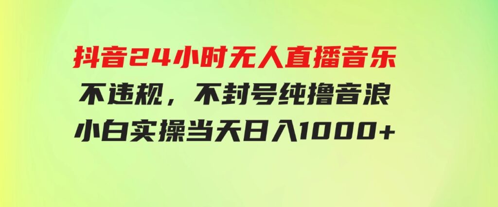 (9622期）抖音24小时无人直播音乐，不违规，不封号纯撸音浪，小白实操当天日入1000+-柚子资源网