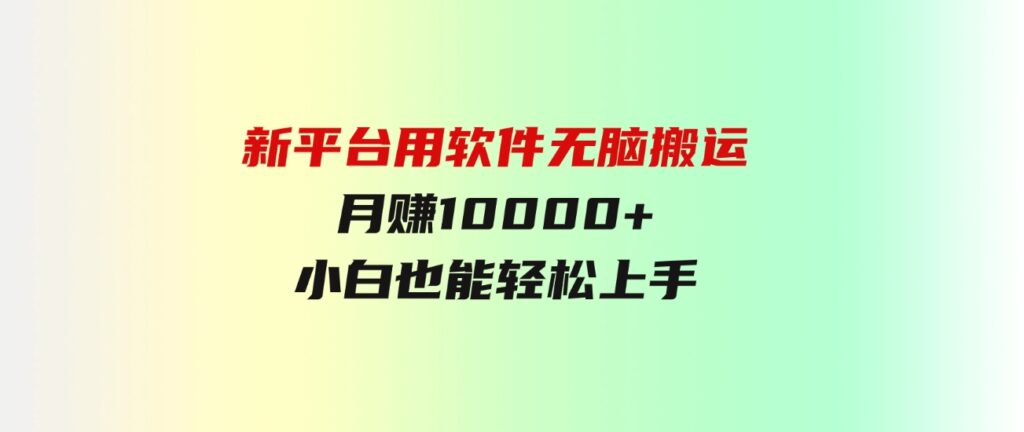 （9745期）新平台用软件无脑搬运，月赚10000+，小白也能轻松上手-柚子资源网