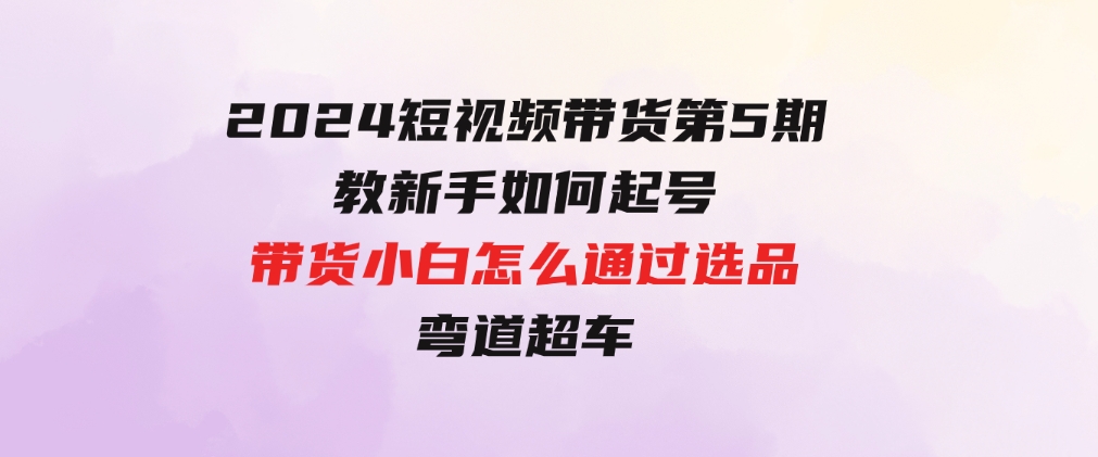 2024短视频带货第5期，教新手如何起号，带货小白怎么通过选品弯道超车-柚子资源网