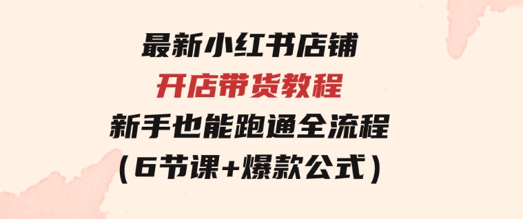 最新小红书店铺开店带货教程，新手也能跑通全流程（6节课+爆款公式）-柚子资源网