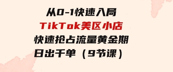 从0-1快速入局TikTok美区小店，快速抢占流量黄金期，日出千单（9节课）-柚子资源网