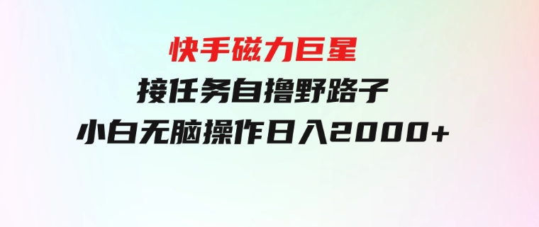 快手磁力巨星接任务自撸，野路子，小白无脑操作日入2000+-柚子资源网