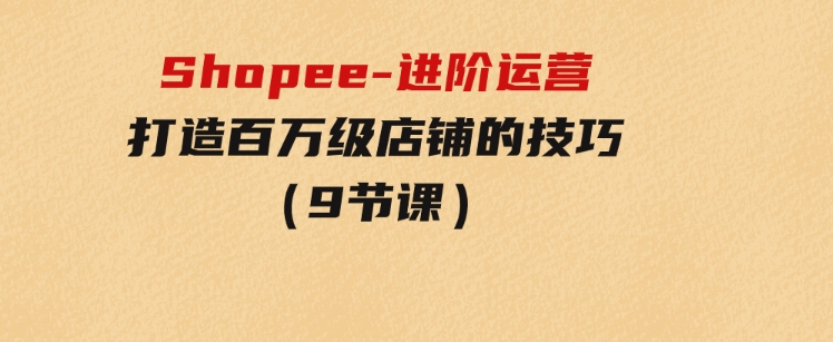 Shopee-进阶运营：打造百万级店铺的技巧（9节课）-柚子资源网
