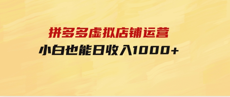 拼多多虚拟店铺运营：小白也能日收入1000+-柚子资源网