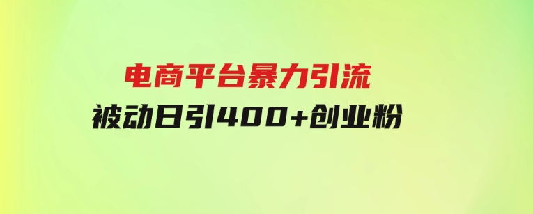 电商平台暴力引流,被动日引400+创业粉不发作品，不截流，不发私信-柚子资源网
