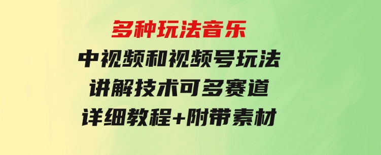 多种玩法音乐中视频和视频号玩法，讲解技术可多赛道。详细教程+附带素…-柚子资源网
