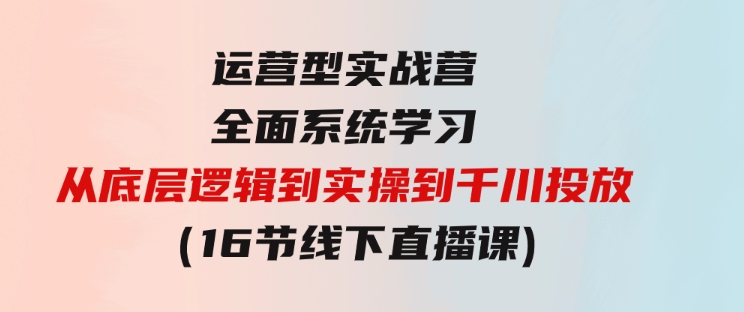 运营型实战营全面系统学习-从底层逻辑到实操到千川投放（16节线下直播课)-柚子资源网
