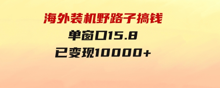 海外装机，野路子搞钱，单窗口15.8，已变现10000+-柚子资源网