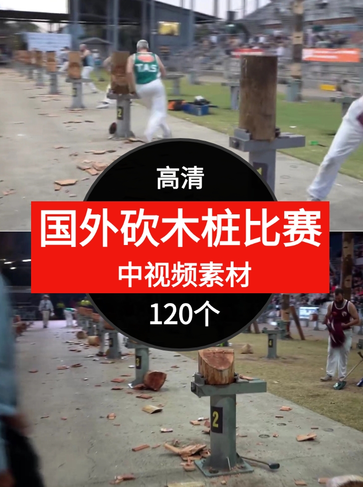 国外砍木桩比赛视频素材中视频素材-柚子资源网