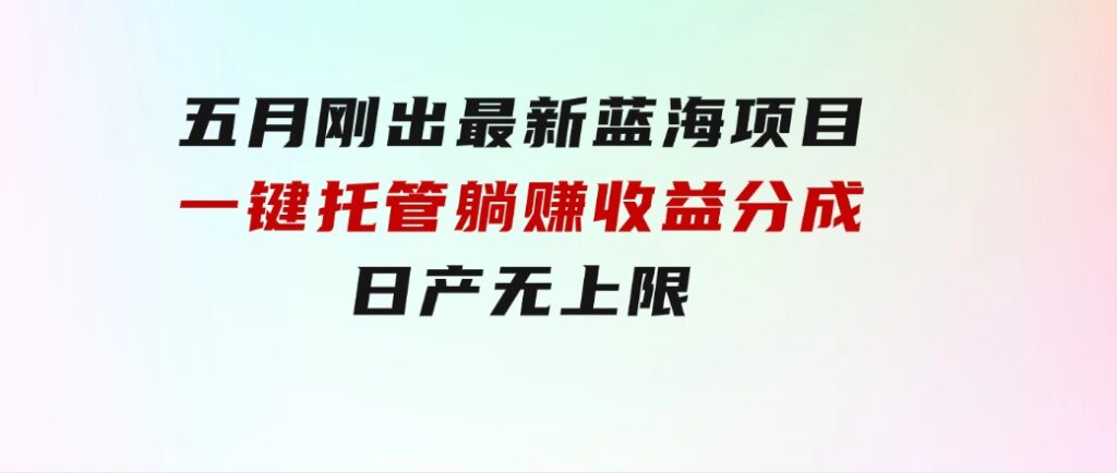 五月刚出最新蓝海项目一键托管躺赚收益分成日产无上限-柚子资源网