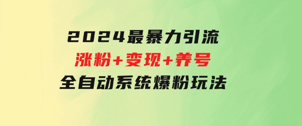 2024最暴力引流+涨粉+变现+养号全自动系统爆粉玩法-柚子资源网