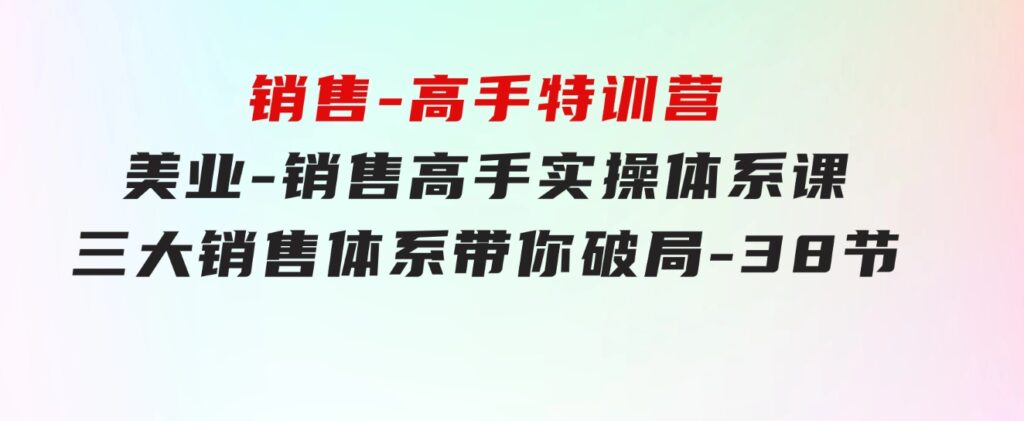 销售-高手特训营，美业-销售高手实操体系课，三大销售体系带你破局-38节-柚子资源网