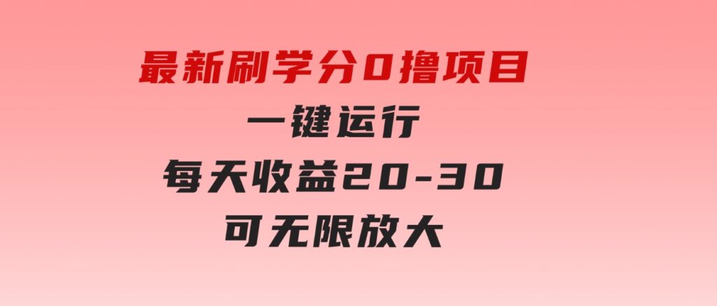 最新刷学分0撸项目，一键运行，每天单机收益20-30，可无限放大-柚子资源网