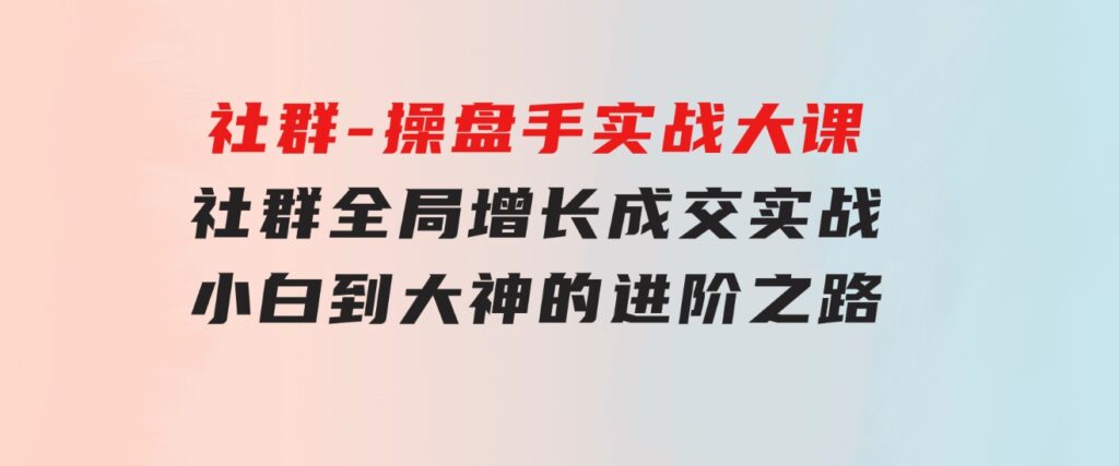 社群-操盘手实战大课：社群全局增长成交实战，小白到大神的进阶之路-柚子资源网