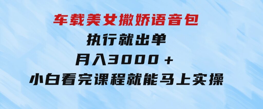 车载美女撒娇语音包，执行就出单，月入3000＋，小白看完课程就能马上实操-柚子资源网