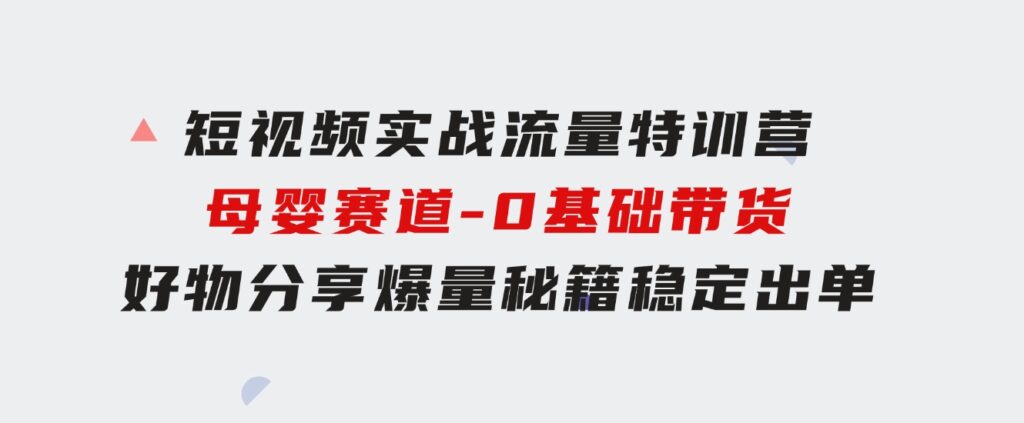 短视频实战流量特训营，母婴赛道-0基础带货，好物分享，爆量秘籍稳定出单-柚子资源网