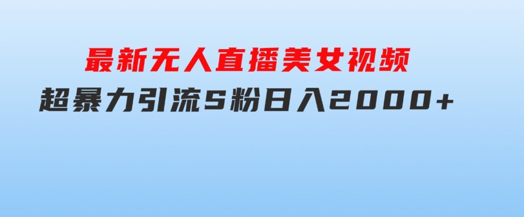 最新无人直播美女视频，超暴力引流S粉日入2000+-柚子资源网