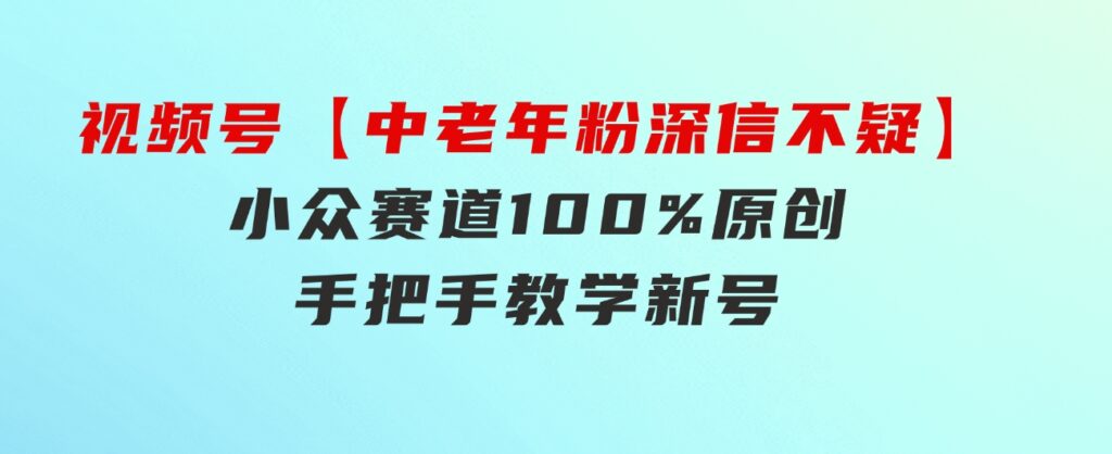 视频号【中老年粉深信不疑】小众赛道100%原创手把手教学新号3天收益…-柚子资源网