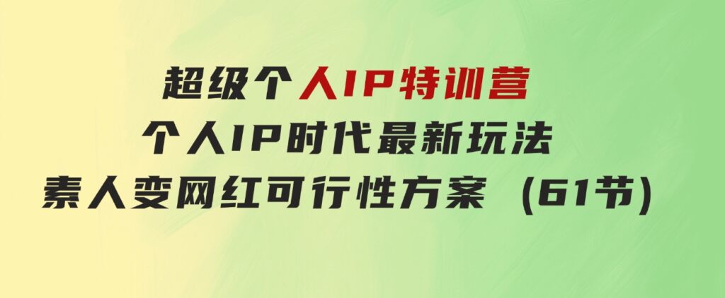 超级个人IP特训营，个人IP时代才最新玩法，素人变网红可行性方案(61节)-柚子资源网